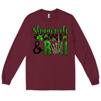 Burgundy St. Patrick's Day Shamrock and roll Long Sleeve Tee - OliviaCreatesArt