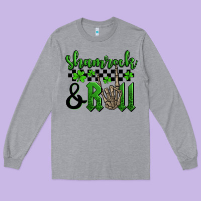 St. Patrick's Day Shamrock And Roll Long Sleeve Tee Designed By Oliviacreatesart