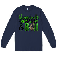 Navy St. Patrick's Day Shamrock and roll Long Sleeve Tee - OliviaCreatesArt