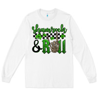 White St. Patrick's Day Shamrock and roll Long Sleeve Tee - OliviaCreatesArt