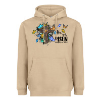 Mushroom he is risen matthew 28 6 cross with butterflies cowhide background Heavyweight Hoodie - BarkalooDesign