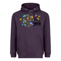 Plum he is risen matthew 28 6 cross with butterflies cowhide background Heavyweight Hoodie - BarkalooDesign