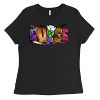 Black Nurse Halloween Ladies Tee - NancyCooperArtShop