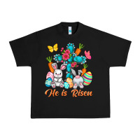 Black He is risen with Cross Easter Day Urban Heavy Tee - HowdyJamesFarm