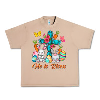 Burro He is risen with Cross Easter Day Urban Heavy Tee - HowdyJamesFarm