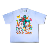 Grape Ice He is risen with Cross Easter Day Urban Heavy Tee - HowdyJamesFarm