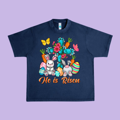 He Is Risen With Cross Easter Day Urban Heavy Tee Designed By Howdyjamesfarm