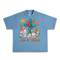 Pebble Blue He is risen with Cross Easter Day Urban Heavy Tee - HowdyJamesFarm