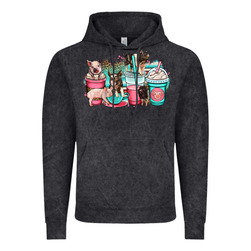 Pig Coffee Cups Vintage Hoodie by OliviaCreatesArt | Teevron