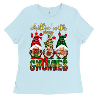 Baby Blue Chillin' with my gnomes Ladies Tee - NancyCooperArtShop