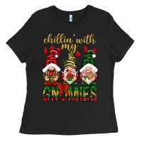 Black Chillin' with my gnomes Ladies Tee - NancyCooperArtShop