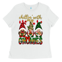 White Chillin' with my gnomes Ladies Tee - NancyCooperArtShop