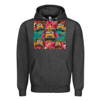 Charcoal Heather school bus leopard cowhide Zipper Hoodie - Artiststas