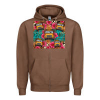 Chestnut school bus leopard cowhide Zipper Hoodie - Artiststas