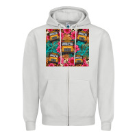 Dove Grey school bus leopard cowhide Zipper Hoodie - Artiststas