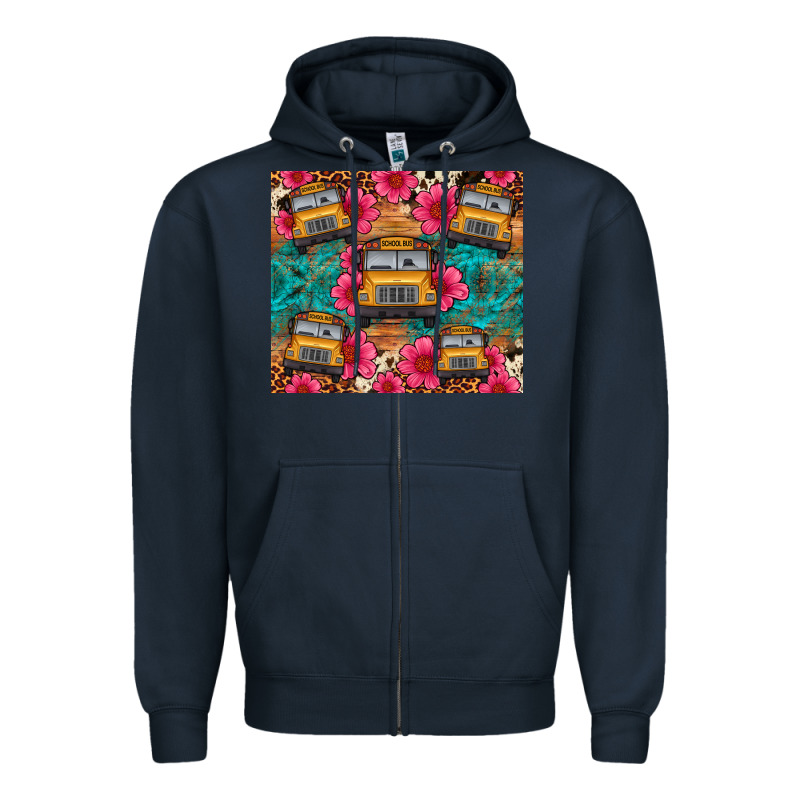 School Bus Leopard Cowhide Zipper Hoodie by Artiststas | Teevron
