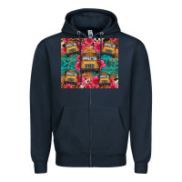 Navy school bus leopard cowhide Zipper Hoodie - Artiststas