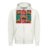 Oatmeal Heather school bus leopard cowhide Zipper Hoodie - Artiststas