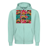 Seafoam school bus leopard cowhide Zipper Hoodie - Artiststas