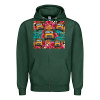Sports Green school bus leopard cowhide Zipper Hoodie - Artiststas