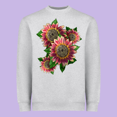 4 Crimson Blaze Sunflower Heavyweight Sweatshirt Designed By Lillyallendesigns