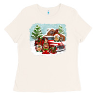 Bone Christmas gnomes with red truck Ladies Tee - NancyCooperArtShop