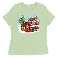 Matcha Christmas gnomes with red truck Ladies Tee - NancyCooperArtShop