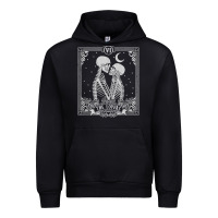 Black The Lovers Tarot Card Skeleton Valentines Halloween Occult Urban Hoodie - longCreatives