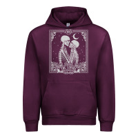 Mauve Wine The Lovers Tarot Card Skeleton Valentines Halloween Occult Urban Hoodie - longCreatives