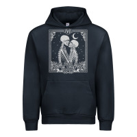 Navy The Lovers Tarot Card Skeleton Valentines Halloween Occult Urban Hoodie - longCreatives