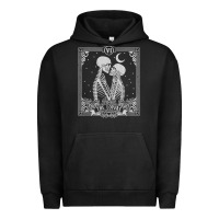 Pigment Black The Lovers Tarot Card Skeleton Valentines Halloween Occult Urban Hoodie - longCreatives