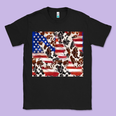Cowhide Amerikan Flag Classic Tee Designed By Tumblerdesignbyshophia