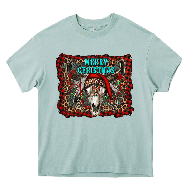 Merry Christmas Bull Skull Heavy Core Tee by RanaPortraitStore | Teevron