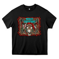 Black merry christmas bull skull Heavy Core Tee - RanaPortraitStore