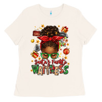 Bone santa's favorite waitress messy bun Ladies Tee - texasbilliewilder