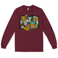 Burgundy western leopard cowhide turquoise background horse Long Sleeve Tee - OliviaCreatesArt
