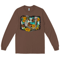 Chestnut western leopard cowhide turquoise background horse Long Sleeve Tee - OliviaCreatesArt