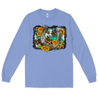 Colony Blue western leopard cowhide turquoise background horse Long Sleeve Tee - OliviaCreatesArt