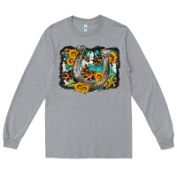 Heather Grey western leopard cowhide turquoise background horse Long Sleeve Tee - OliviaCreatesArt