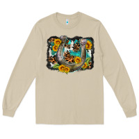 Mushroom western leopard cowhide turquoise background horse Long Sleeve Tee - OliviaCreatesArt