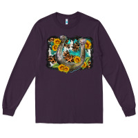 Plum western leopard cowhide turquoise background horse Long Sleeve Tee - OliviaCreatesArt