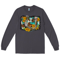 Smoke western leopard cowhide turquoise background horse Long Sleeve Tee - OliviaCreatesArt