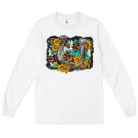 White western leopard cowhide turquoise background horse Long Sleeve Tee - OliviaCreatesArt