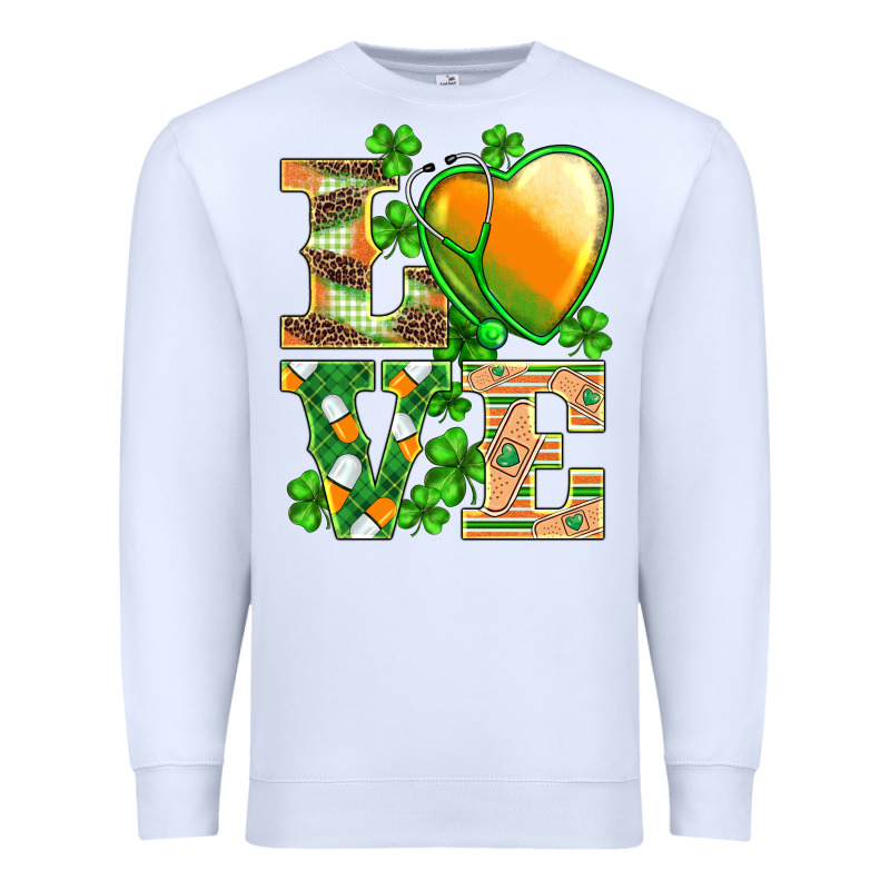St.patricks Nurse Love Heart Stethoscope Premium Sweatshirt by BarkalooDesign | Teevron