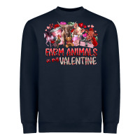 Navy farm animals is my valentine Heavyweight Sweatshirt - RacoonDesign