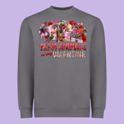 Farm Animals Is My Valentine Heavyweight Sweatshirt Designed By Racoondesign
