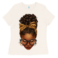Bone afro messy bun leopard bow Ladies Tee - texasbilliewilder