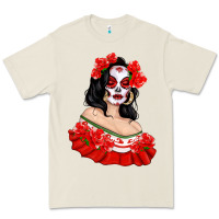 Bone Mexicana Skull Girl with Roses Premium Tee - texasbilliewilder