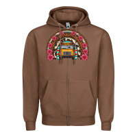 Chestnut school bus leopard cowhide rainbow Zipper Hoodie - Artiststas