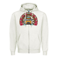 Oatmeal Heather school bus leopard cowhide rainbow Zipper Hoodie - Artiststas